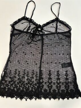 Zadig & Voltaire Deluxe Black Swiss Dot Lace Camisole - Size S